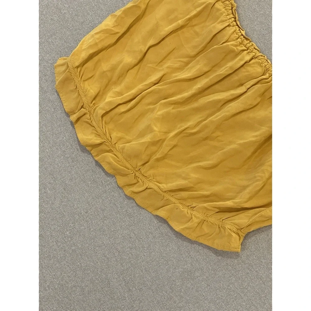 Active USA‎ Mustard Yellow Off Shoulder Crop Top Ruffle Hem Boho Stretch Large